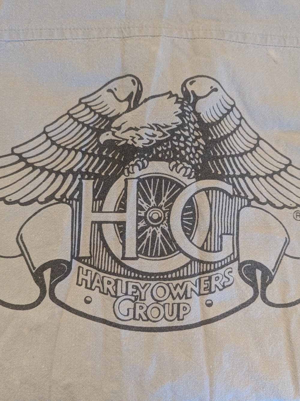 GUC Harley Davidson Mens Large HOG Owners Group Gray Short Sleeve Button Up Logo